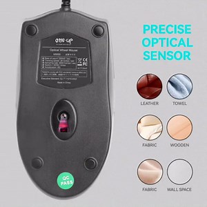 ONE-UP Wired Office Mouse, USB Interface, Ergonomic Design, 3-Button Optical Mouse,1000DPI, Compatible with Windows/Mac Laptops and Desktops, Suitable for Office and Home Use - Black (1pack)