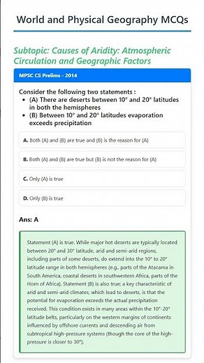 Causes of Aridity: Atmospheric Circulation and Geographic Factors
