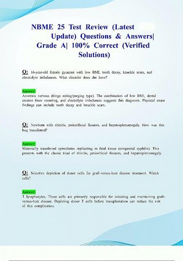 Latest NBME 25 Test Review Latest Update Questions Answers Grade A 100 Correct Verified Solutions