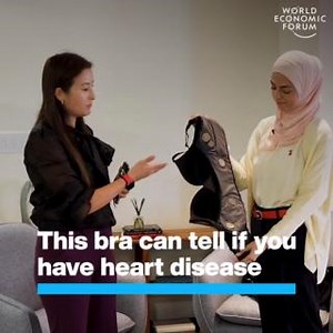 This bra looks like a normal bra - but it’s embedded with sensors that gather data on #heart and lung #health. A doctor can use #AI to spot irregularities, flagging up heart issues before they become chronic. Alicia Chong Rodriguez, Founder of Bloomer Tech explains how it works. Bloomer Tech is a World Economic Forum Technology Pioneer and a member of the Global Alliance for Women's Health. Learn more about closing the women's health gap: https://ow.ly/ZMRc50VzRSy #HeartDisease #CardioHealth #Wo