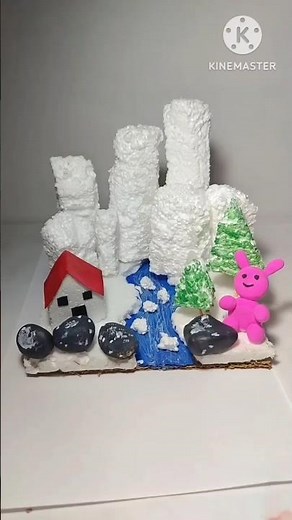 How to Make Thermocol Ice Mountain Craft DIY Snow Mountain and River House#ThermocolCraft #shorts