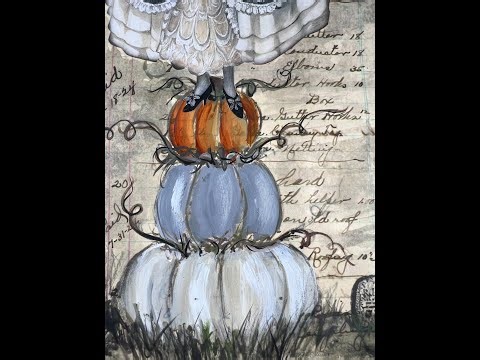 Day 29-pumpkin painting in 30 minutes #junkjournalpages #30in30days #dinawakleyledgerjournal