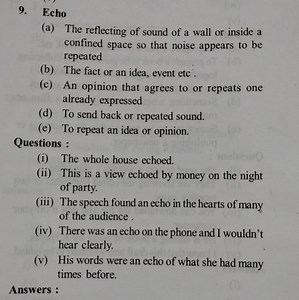 Definitions of 'Echo'(a) The reflecting of sound of a wall or ... | Filo