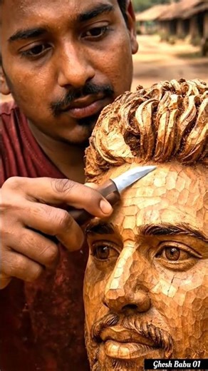 I created a Mohammed Siraj statue by Hand🙏🔥#mohammedsiraj #ai #woodart #shorts