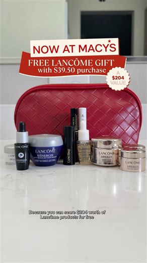 Free Lancôme 8-piece gift set? Yes, please! Score up to a $204 value when you spend $39.50 on your Lancôme favorites. Choose between their iconic Absolue or Rénergie collections. Now–2/22, online & in-store. mcys.co/4ryiGqD | Macy's