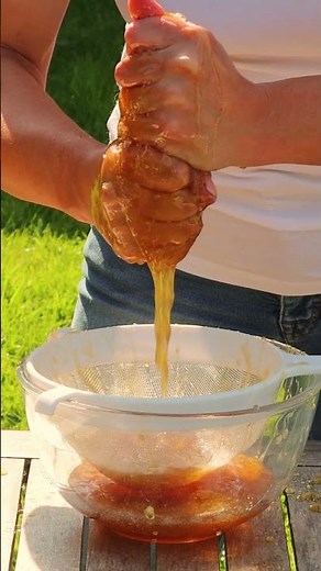 Extract Honey from the Comb Using the Crush and Strain Method #asmr #handprocessed