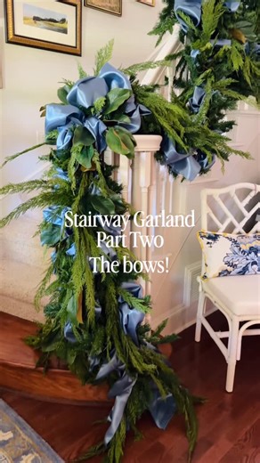 Terri Anne Irlbeck on Instagram: "How to make bows using Amazon satin table runners! This little trick packs a lot of bang for the buck. Watch for the details on how to do it, it’s so easy! • I started by making a simple two loop bow for the top of each garland swag. • I use heavy fabric covered floral wire to secure them. You can find this in the floral aisle at Walmart! • Once your bow is attached fluff and tuck the ends. The greenery will hold them no need to wire. • I used one satin runner s