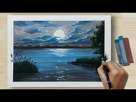 How to Draw Realistic Glowing Moonlight in Pastel - Complete Tutorial for Beginners (step by step).
