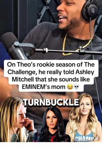 On Theo’s rookie season of The Challenge, he really told Ashley Mitchell that she sounds like EMINEM’s mom from the movie 8 Mile 😂💀 #thechallenge #thechallengemtv #8mile #thechallengeallstars #fyp