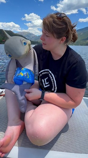 Found this shark swimming in the water and Grand Lake 😉 Everyone, meet Lenny! #shark #ventriloquist #ventriloquism #fyp #paddleboard #water