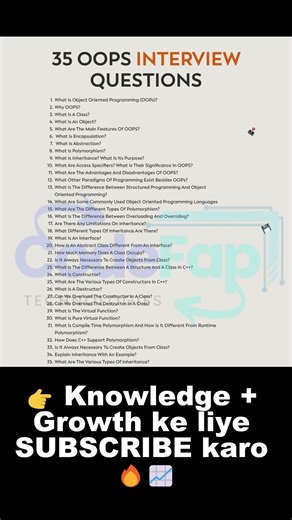35 OOPS Interview Questions 🔥 Placement Crack Karna Hai To Dekho 💯