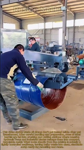 Metal Drum Crushing & Cutting Process: Inside The Scrap Yard Waste Oil Drum Recycling