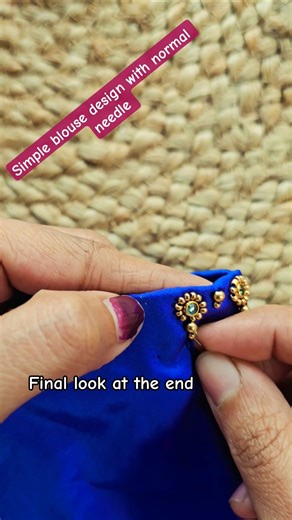 Very simple blouse design with normal needle on stitched blouse Full video available #latest #viral