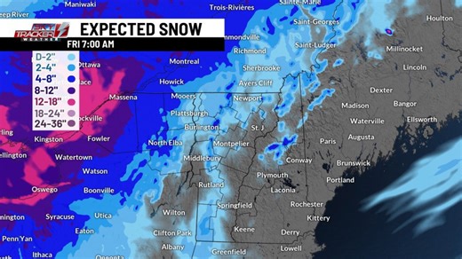 Expected snowfall: Heaviest in NY through early Friday