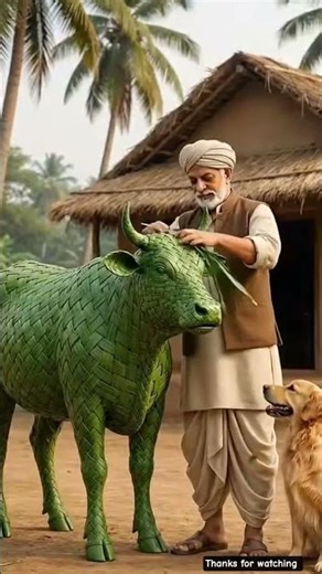 Poor man making cow statue from banana leaf 🌿😭😟#youtubeshorts #trending #viral #shorts