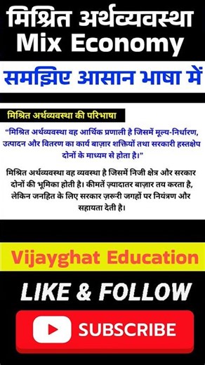 मिश्रित अर्थव्यवस्था क्या है? | Mixed Economy Explained in Hindi #shorts
