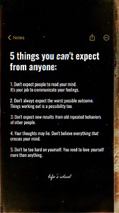 5 Things You Can't Expect From Anyone ✍️🙅‍♂️ #reels #growthmindset #lifelessons #motivation #inspiration #positivevibes #wisdom #trending #quotes #positivity #viralreels | Life's Ideal