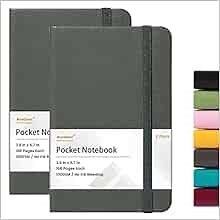 Journal Notebook 2 Pack – Pocket Notebook, 160 Pages Each, 3.9" x 5.7" Small Notebook Journal with 100 GSM Thick Paper, Back Pocket, Bookmark, Hardcover Notebook for Office/Home/School Writing – Gary