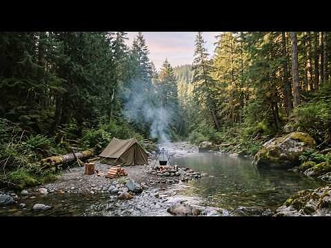 Finding Peace by a Remote Stream 🌲 Camping, Fishing and Simple Living