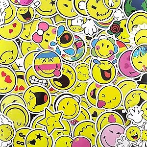 SmileyWorld Smile Face Stickers, Funny Vinyl Stickers for Laptop, iPhone, Water Bottles, Computer, Flask and More Official Licesed