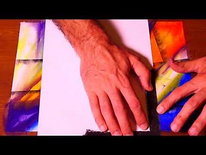 Colorful Abstract Painting In Water Soluble Crayon Using Paper & Cloth Technique | Art Demonstration