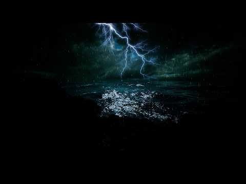 Midnight Ocean Rainstorm and Nonstop Thunder Sounds | Coastal Storm Ambiance - Dimmed Screen