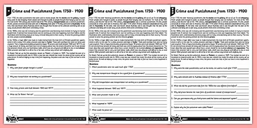 Crime and Punishment Reading Comprehension Activity