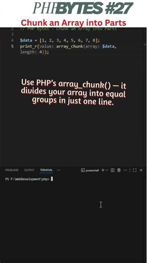 Chunk an Array into Parts 🤯 | PHP Bytes #27 #php #coding #phpbytes