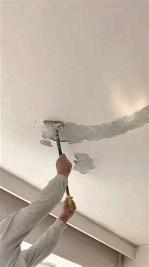 Repairing a Damaged Ceiling Surface by Removing Loose Plaster Carefully #shorts