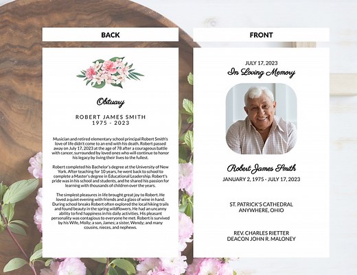 Catholic Funeral Program; Necrological Service; Funeral Mass Template - Etsy