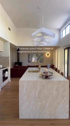 Kitchen Reveal ✨ “When someone asks what I think of our engineered stone, I could literally go on forever. We wanted the look of Taj Mahal quartzite, but without the stress of stains. Engineered stone was the answer, it’s durable, looks gorgeous and has a warranty (unlike natural stone). Easily one of the best decisions we made for our kitchen stone is QUANTUM ZERO in the colour Champagne from @wkstoneau.“ ~ @clarestevenson_ See the full Quantum Zero collection in your local WK Stone showroom. #