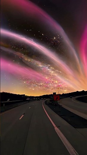 Driving Through a Dream 🌌 | 4K Aesthetic#SpaceAesthetic #NightVibes #Surrealism#Galaxy #SkyLovers
