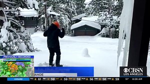 #WATCH: Adam Nash shot a video of his son, who is over 5 feet tall, disappearing into the snow in South Lake Tahoe on Monday. https://cbsloc.al/3mGlIug | CBS LA