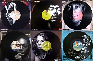 25 Musicians Painted Directly onto Vinyl Records