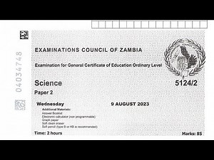 2023 Science Paper 2 GCE ECZ EXAMS