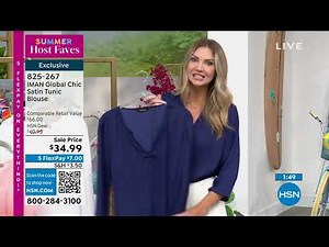 IMAN Global Chic Satin Tunic Blouse