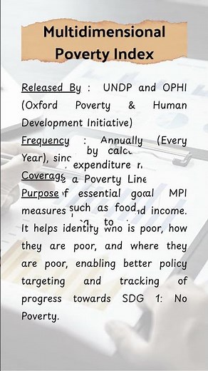 Multidimensional Poverty Index Summary for UPSC Aspirants | Quick Revision