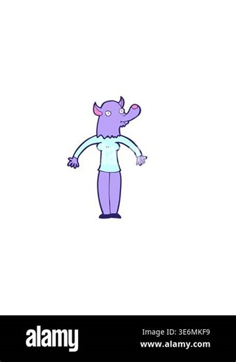 horizontally vibrating animation of cartoon friendly werewolf woman Stock Video Footage - Alamy