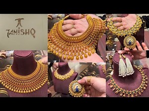 Tanishq exclusive beautiful gold necklace set designs with weight and price | wedding gold jewellery