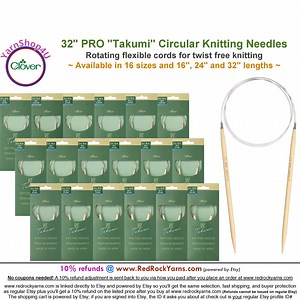 Clover PRO 32 Inch Takumi Bamboo Circular Knitting Needles. [32" (80cm)] Bamboo Knitting Needles. (also Sold in 16" and 24" Lengths) - Etsy