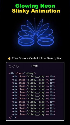 Glowing Neon Slinky Animation in HTML & CSS | Free Source Code