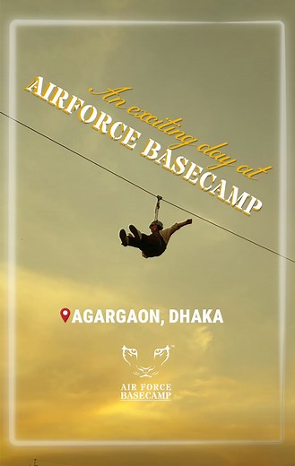 WE ARE OPEN EVERY DAY, 24/7, FOR YOU! Are you ready for your urban adventure? With easy access via Metro Rail, adventure has never been closer! Conveniently located just steps away from the Agargaon Metro Rail Station, Agargaon, Dhaka-1207. (Inside Bangladesh Air Force Museum) Call for more: 01942-777999, 01995333111, 01952777999. 𝐏𝐀𝐂𝐊𝐀𝐆𝐄𝐒 1. EARLY MORNING PACKAGE | 6:30 AM- 8:00 PM (Everyday) Professional Trainers, Warm-up sessions, Team-Building Activities, Zipline, Treetop, On-ground