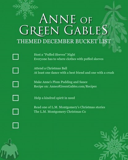 Anne of Green Gables Themed December Bucket List #anneofgreengables #holidayseason