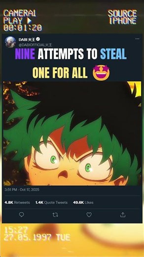 NINE ATTEMPTS TO STEAL ONE FOR ALL 🤩 | #animeedit #myheroacademia #anime