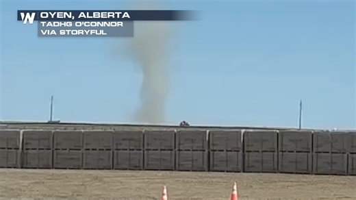 This dust devil was spotted in Oyen, Alberta, about 3 hours east of Calgary. Onlookers were captivated by its mesmerizing dance across the prairie! | WeatherNation