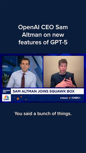 474K views · 366 reactions | OpenAI CEO Sam Altman, discussing the new features of ChatGPT-5, said he thinks one of the biggest changes is "it's an integrated single experience." "There's just one thing called GPT-5 now instead of the long list of models we used to have," Altman said. Read more about ChatGPT-5: cnb.cx/4ljo6lZ | CNBC | Facebook