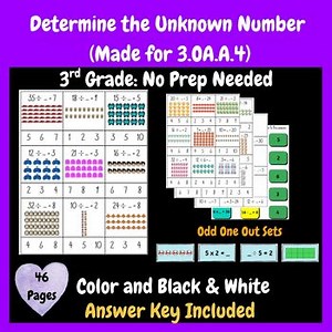 3rd Grade Determine Unknown Numbers: Multiplication and Division (3.OA.A.4)