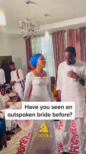 OYINLOLA THE OUTSPOKEN BRIDE 👑 She ata her introduction and left no crumbs 🙌 Alaga to bride - introduction time Bride - say no more 🎤🎷 He is 👇 The Apple of my eyes 👀 My Everything My husband to-be My Odogwu and more My Caremel Chocolate 🍫 😋 It's the caramel chocolate for me 🤣 What is it for you lovers?