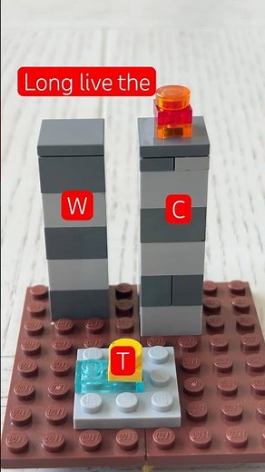 One World Trade Center (2014) and Twin towers (1973-2001) in Lego formation