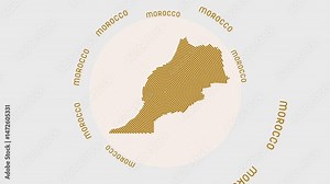Morocco shape with dynamic circles visual effect. Animation of Morocco logo appearing from rotating rings and Country name around the shape. Intro, opening, closing, logo video.
